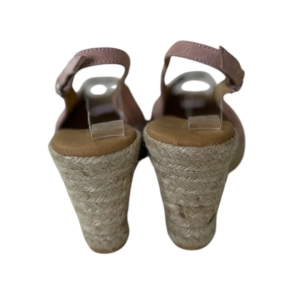 Paseart Pink Suede Peep Toe Espadrille Wedges Size EU- 38 US-7.5